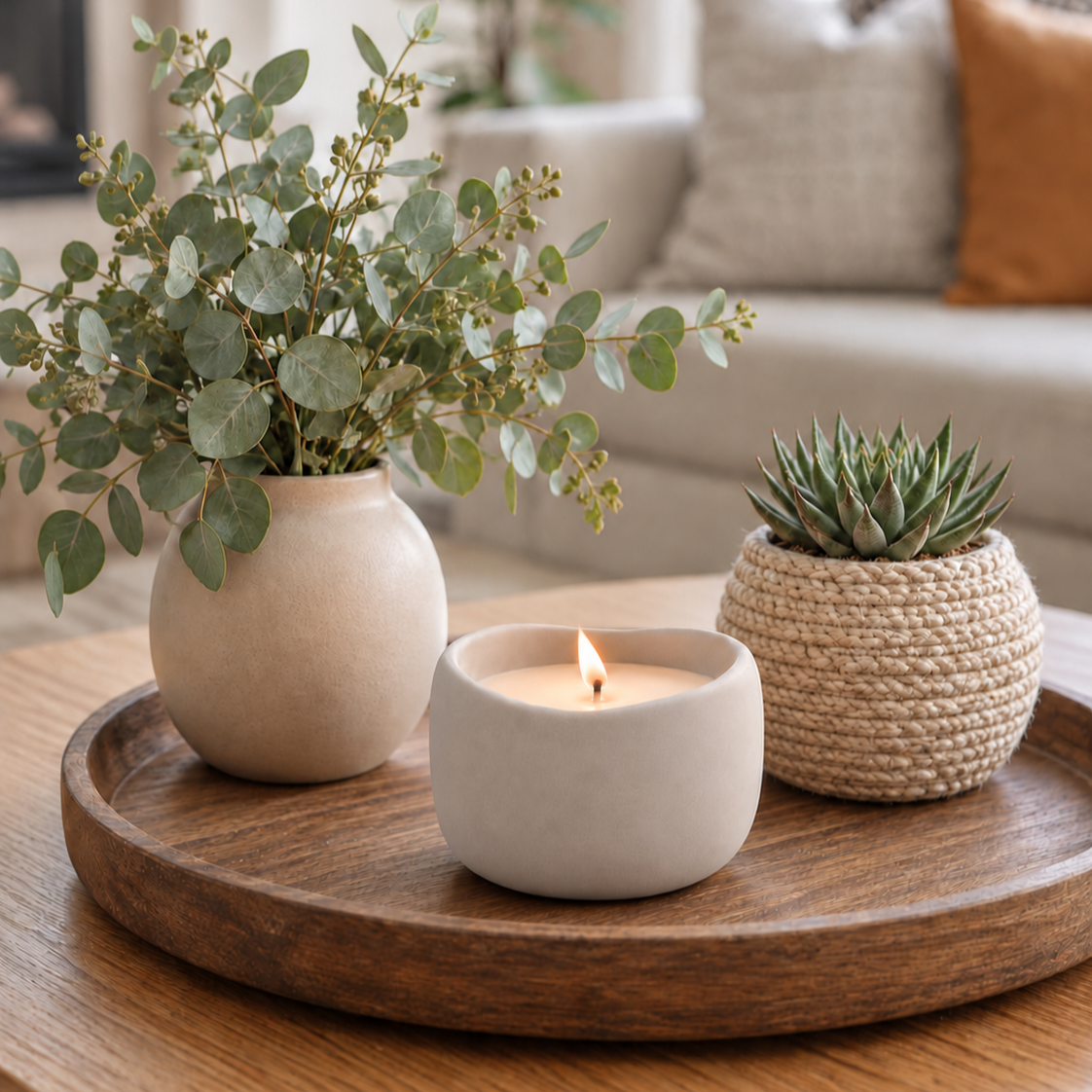 Refillable Lavender Concrete Candle