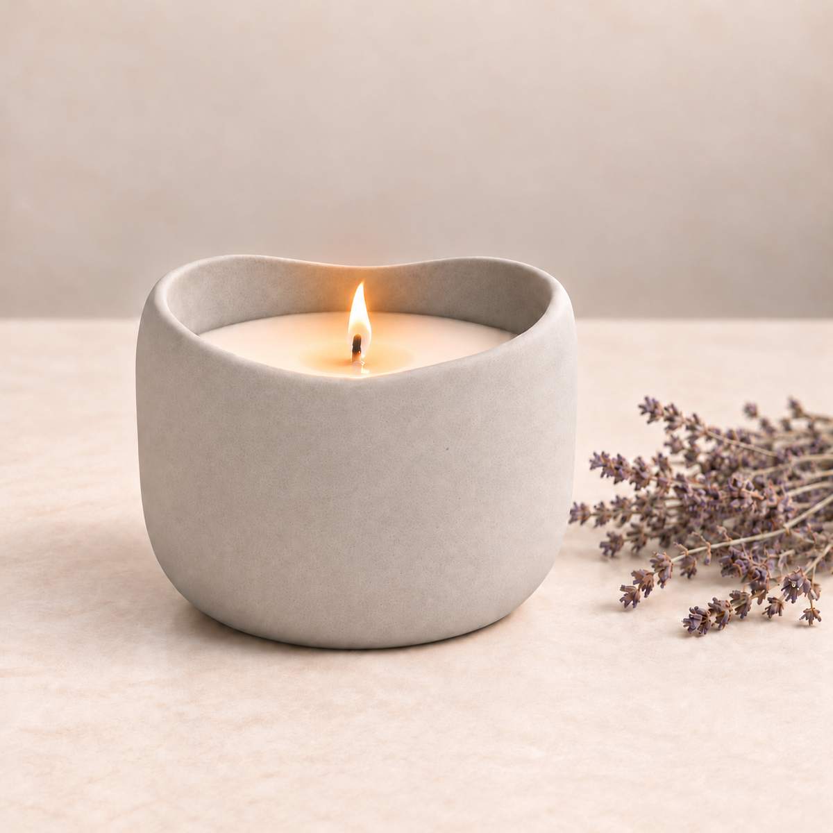 Refillable Lavender Concrete Candle