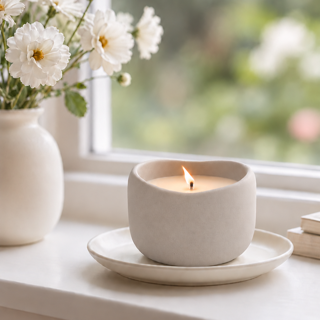 Refillable Lavender Concrete Candle